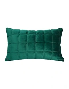 Quilted Grid Pattern Decorative Throw Pillow 30cm in Green Velvet
