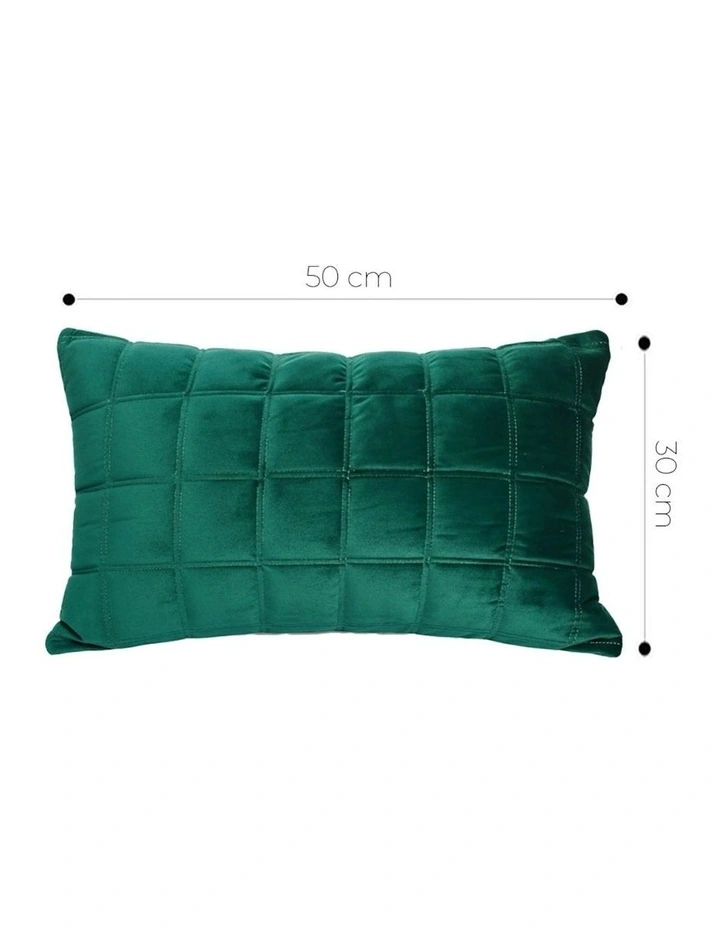 Quilted Grid Pattern Decorative Throw Pillow 30cm in Green Velvet image 6