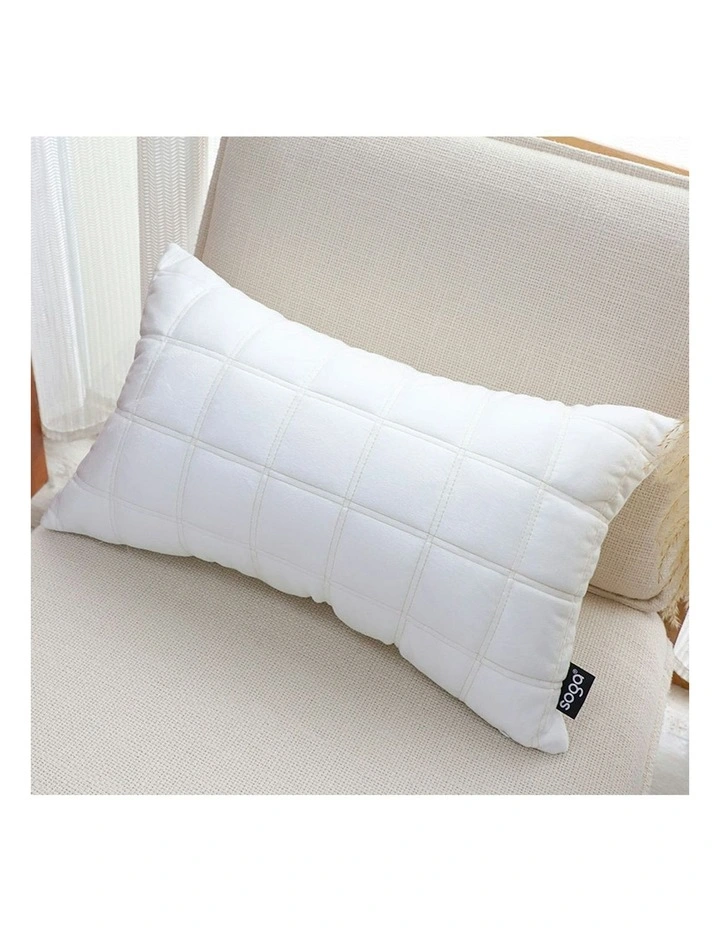 Quilted Grid Pattern Decorative Throw Pillow 30cm in White image 3