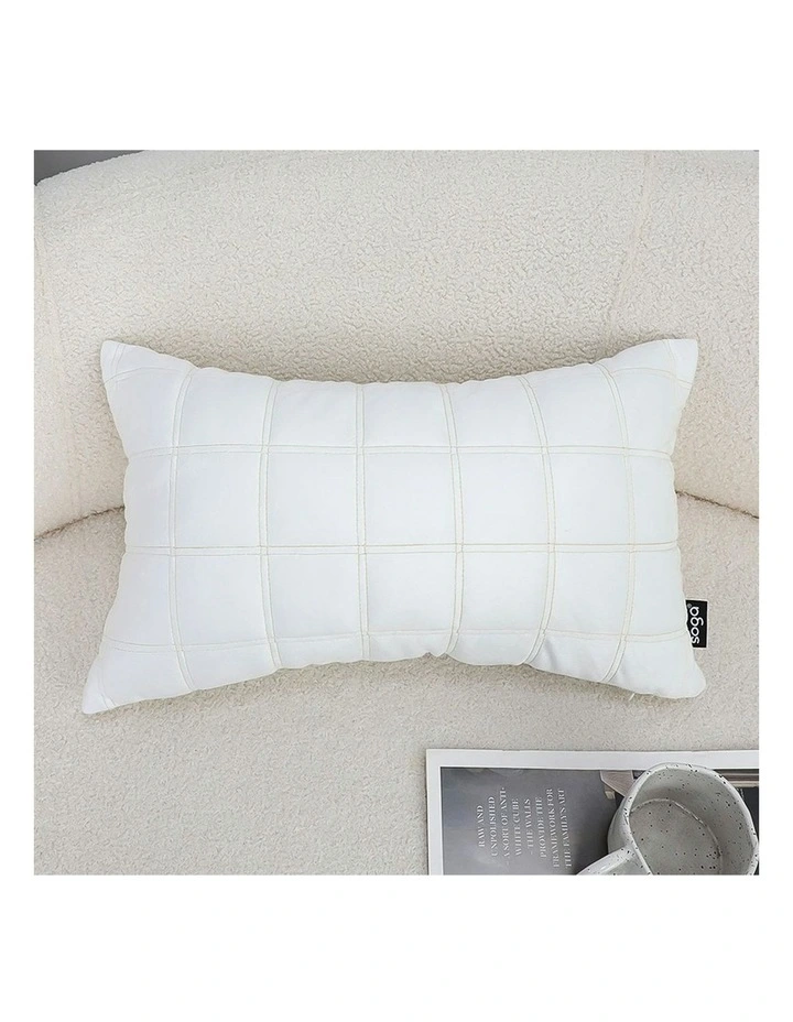 Quilted Grid Pattern Decorative Throw Pillow 30cm in White image 5