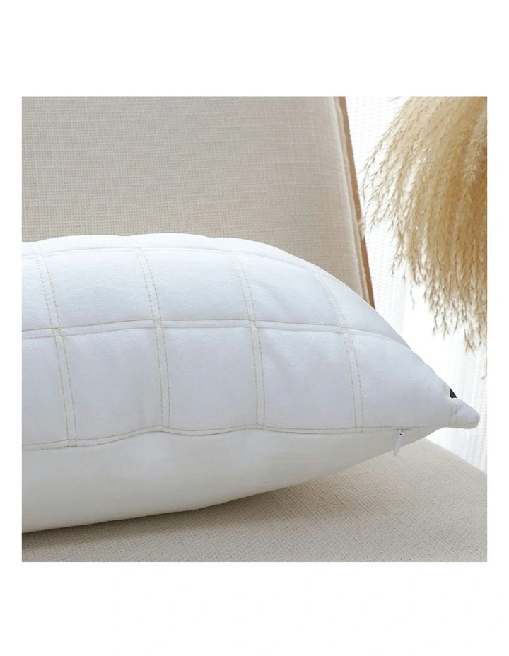 Quilted Grid Pattern Decorative Throw Pillow 30cm in White image 7