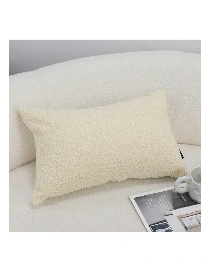 Boucle Textured Fluffy Decorative Throw Pillow 30cm in Cream image 2