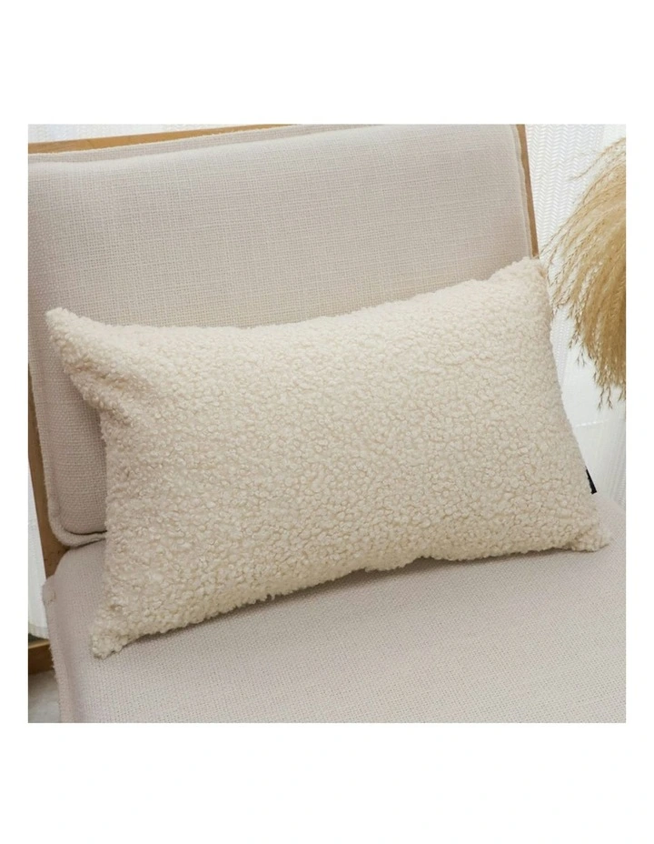 Boucle Textured Fluffy Decorative Throw Pillow 30cm in Cream image 3