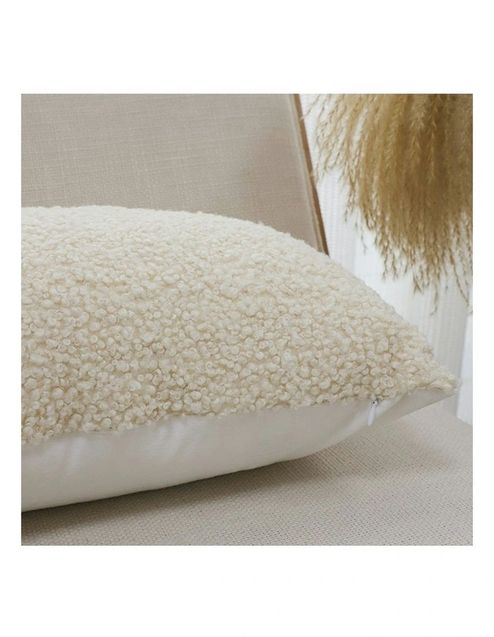 Boucle Textured Fluffy Decorative Throw Pillow 30cm in Cream image 7