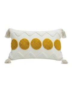 Circle Pom Chevron Tassel Decorative Pillow 30cm in Cream