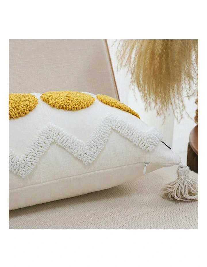 Circle Pom Chevron Tassel Decorative Pillow 30cm in Cream image 6