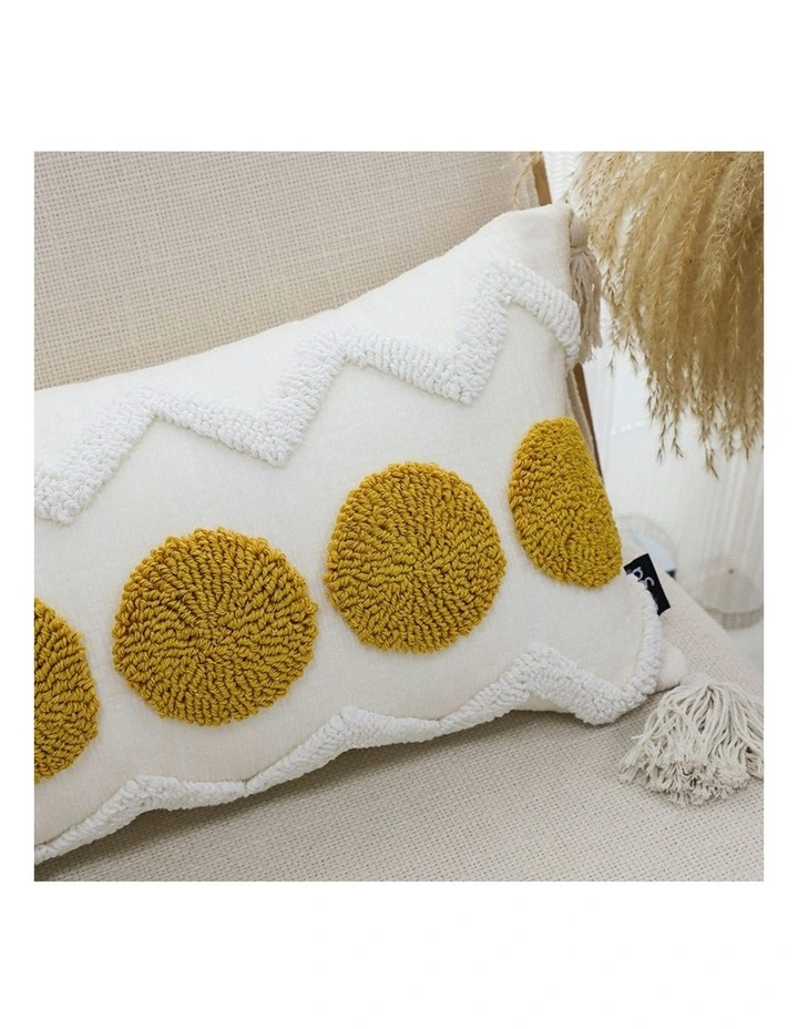 Circle Pom Chevron Tassel Decorative Pillow 30cm in Cream image 7