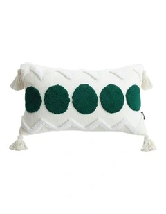 Circle Pom Chevron Tassel Decorative Pillow 30cm in Cream