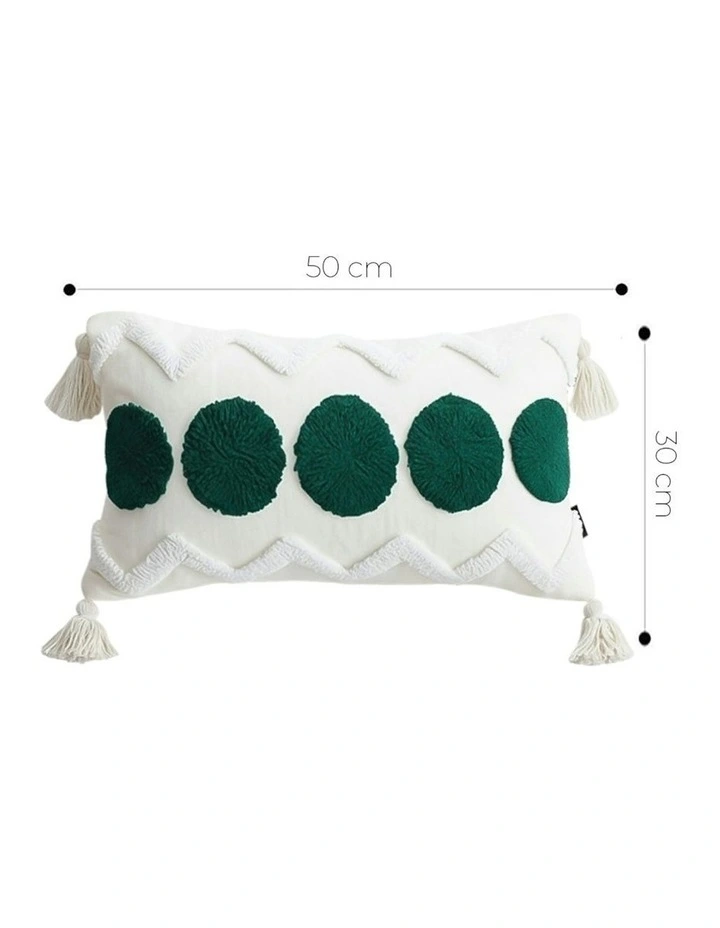 Circle Pom Chevron Tassel Decorative Pillow 30cm in Cream image 5