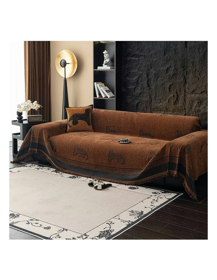 Four-Seater Sofa Cover 180x420cm in Brown image 2