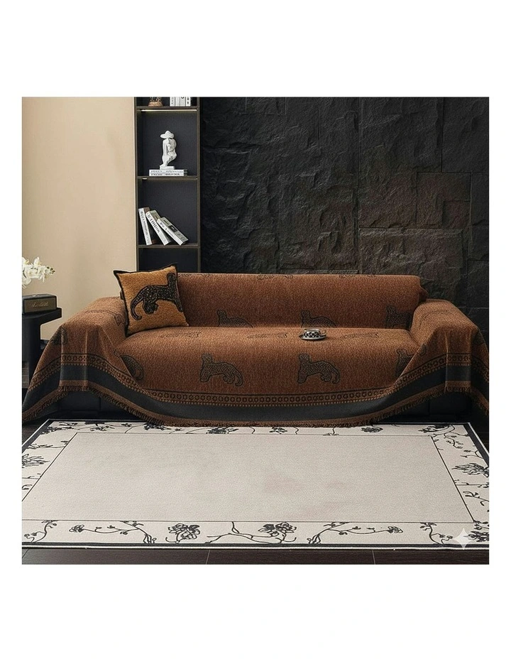 Four-Seater Sofa Cover 180x420cm in Brown image 4