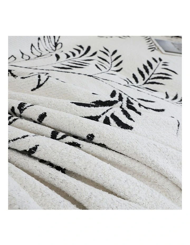 Two-seater Leaf Print Polyester Sofa Cover 180x260cm in White image 6