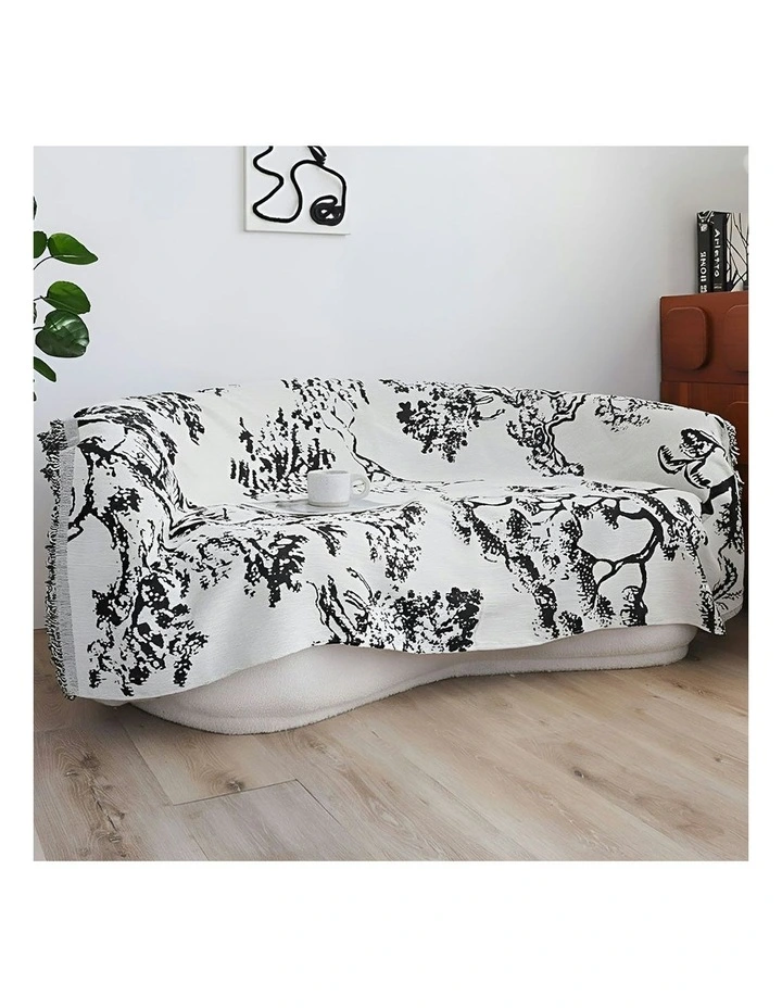 One-seater Tree Print Polyester Sofa Cover 130x180cm in White image 4
