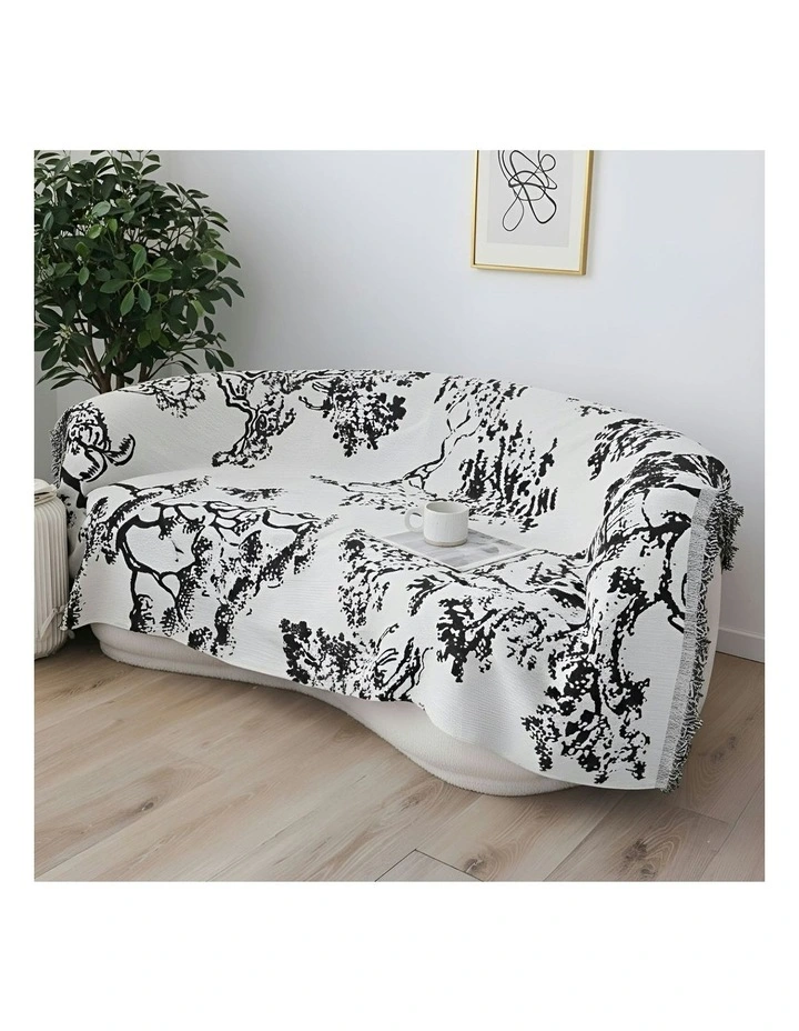 One-seater Tree Print Polyester Sofa Cover 130x180cm in White image 5