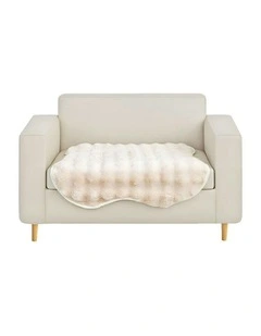 One-seater Faux Fur Polyester Throw Blanket 90x90cm in Cream