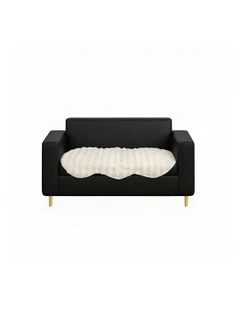 Two-seater Faux Fur Polyester Throw Blanket 90x160cm in Cream