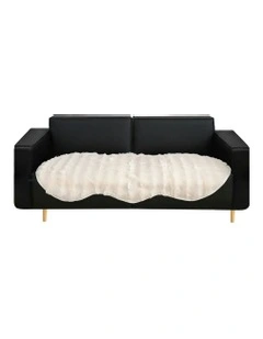 Four-seater Faux Fur Polyester Throw Blanket 90x260cm  in Cream