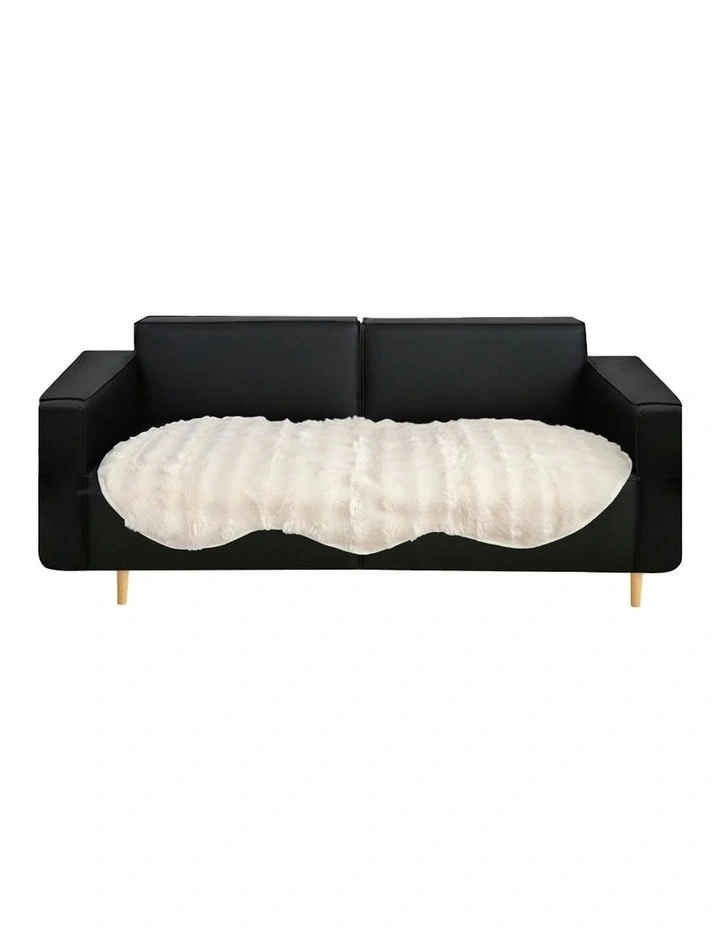 Four-seater Faux Fur Polyester Throw Blanket 90x260cm in Cream image 1