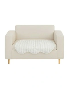 One-Seater Polyester Faux Fur Throw Blanket 90x90cm in White