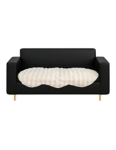 Three-Seater Polyester Faux Fur Throw Blanket 90x210cm in White