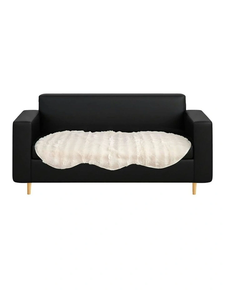 Three-Seater Polyester Faux Fur Throw Blanket 90x210cm in White image 1