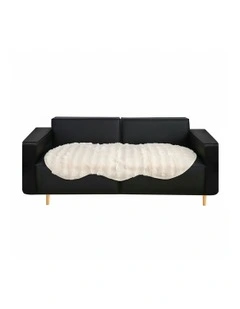 Four-seater Polyester Faux Fur Throw Blanket 90x260cm in White