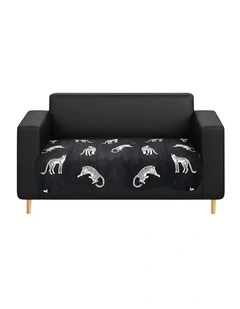 Two-Seater Leopard Print Throw Blanket Sofa Cover 90x160cm in Black