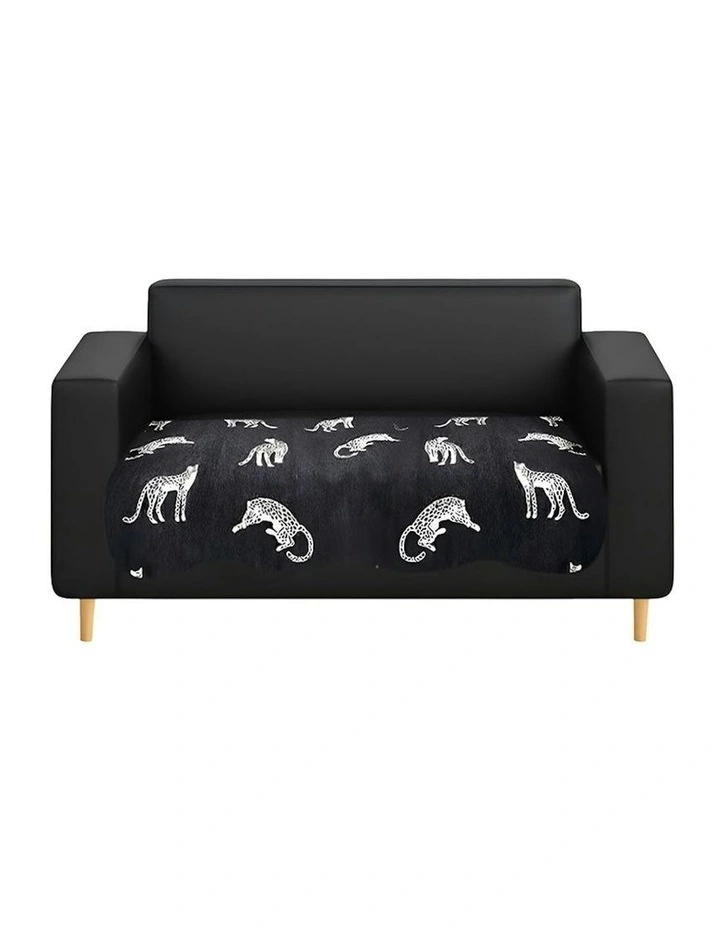 Two-Seater Leopard Print Throw Blanket Sofa Cover 90x160cm in Black image 1