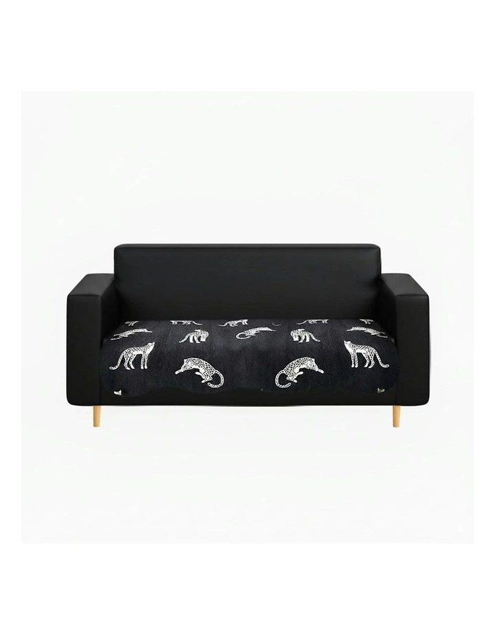 Three-Seater Leopard Print Throw Blanket Sofa Cover 90x210cm in Black image 1