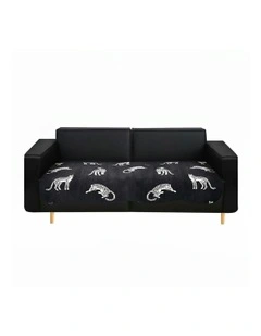 Four-Seater Leopard Print Throw Blanket Sofa Cover 90x260cm in Black