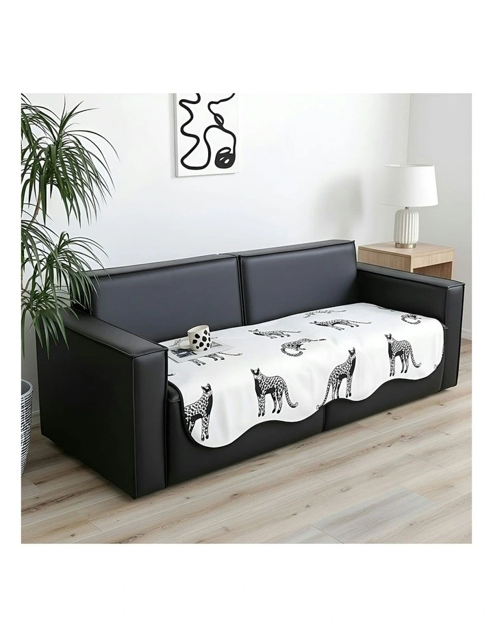 Leopard Print Throw Blanket Sofa Cover 90x160cm in White image 4