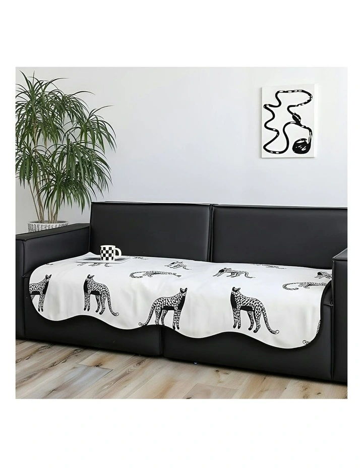 Leopard Print Throw Blanket Sofa Cover 90x160cm in White image 5