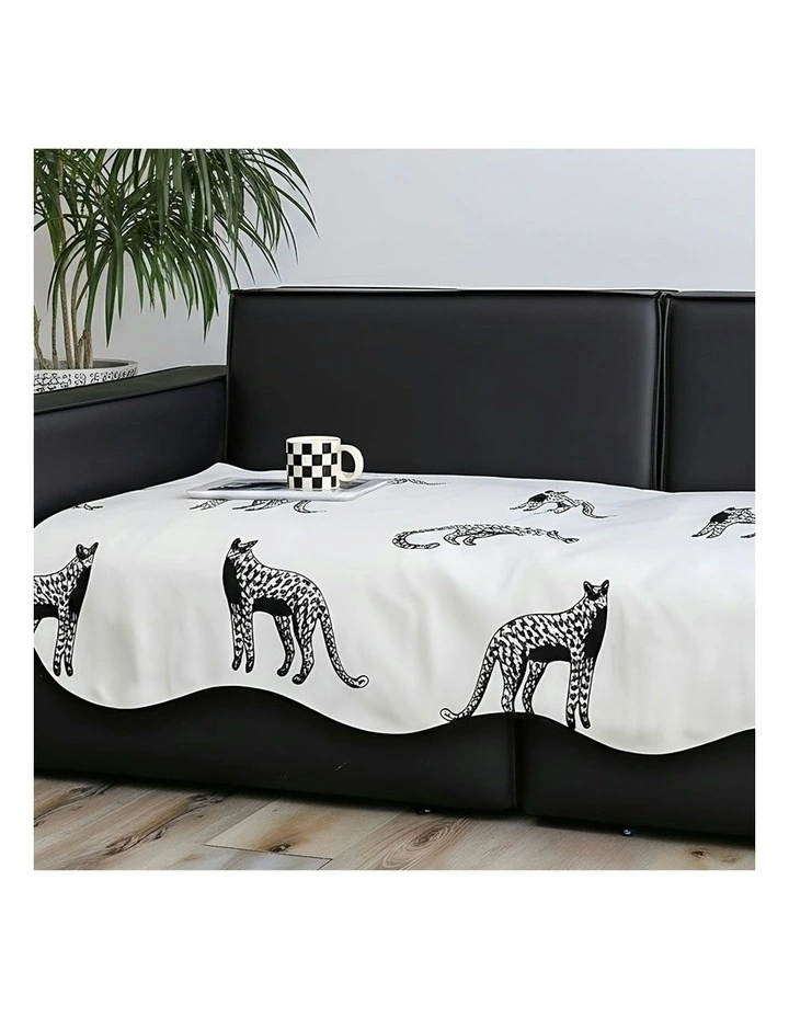 Leopard Print Throw Blanket Sofa Cover 90x160cm in White image 6