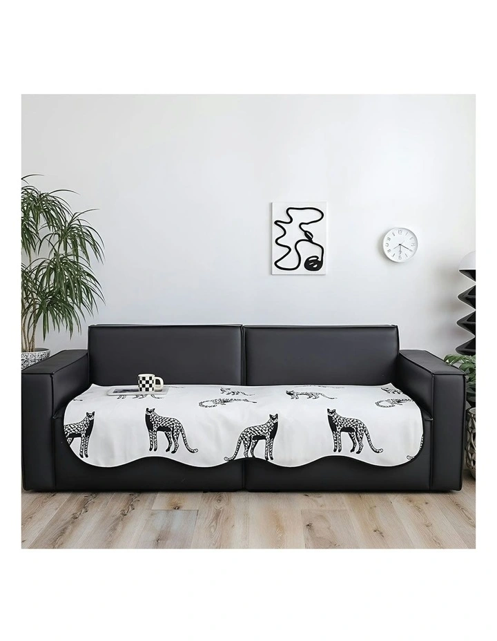 Four Seater Throw Blanket Sofa Cover 90x260cm in White image 2