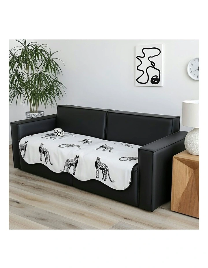 Four Seater Throw Blanket Sofa Cover 90x260cm in White image 3