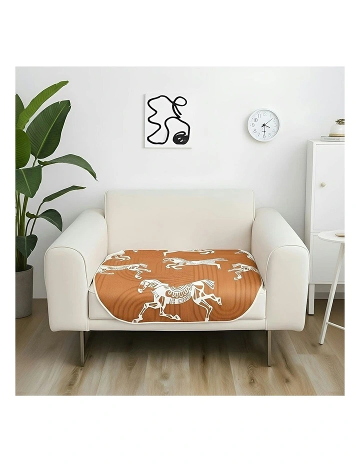 One Seater Throw Blanket Sofa Cover 90x90cm in Orange image 2
