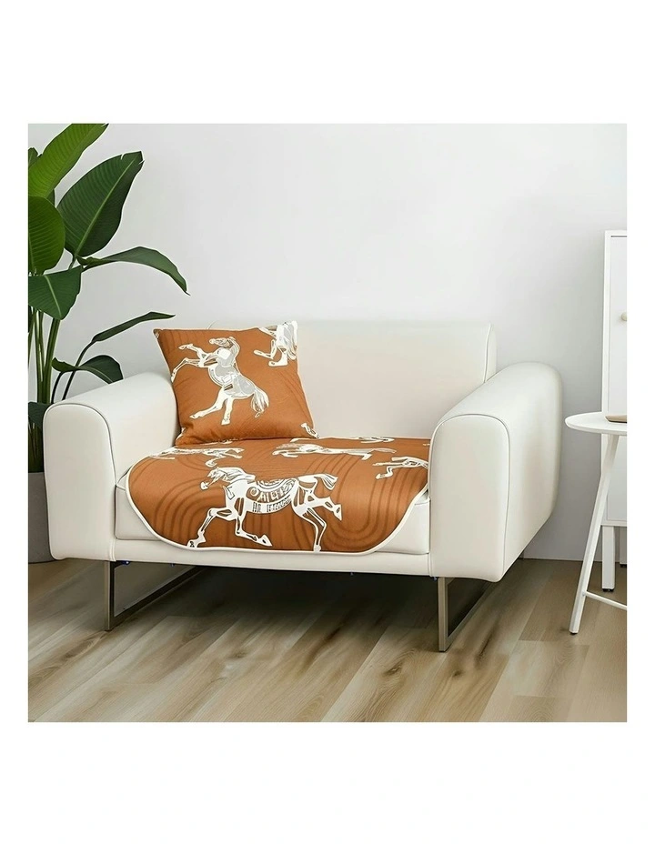 One Seater Throw Blanket Sofa Cover 90x90cm in Orange image 3