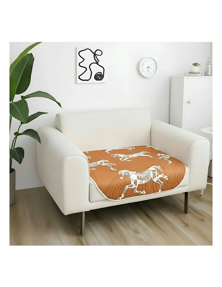 One Seater Throw Blanket Sofa Cover 90x90cm in Orange image 4