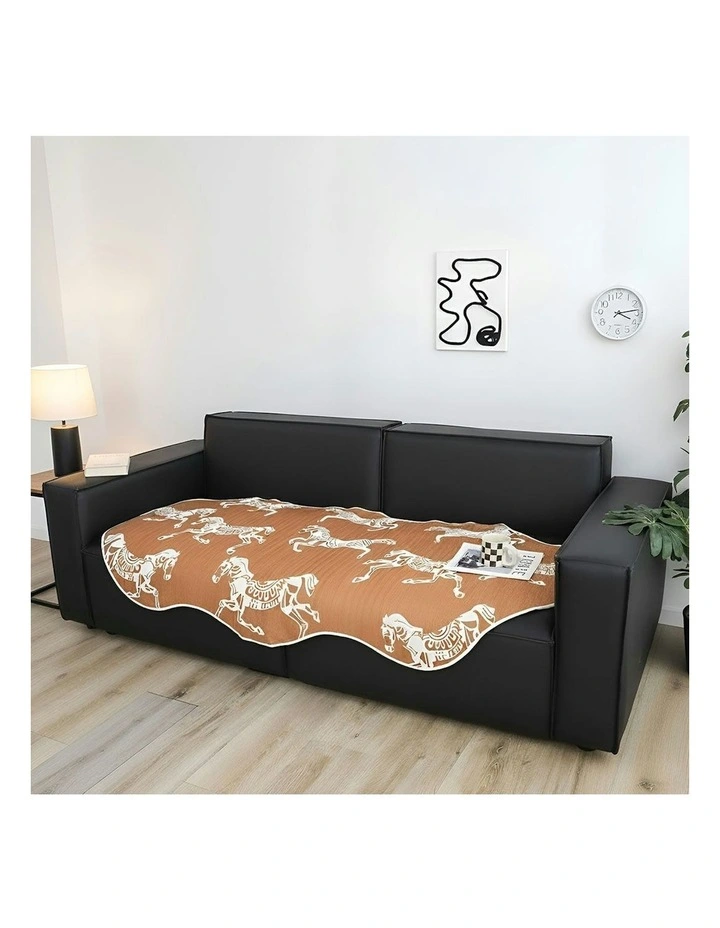 One Seater Throw Blanket Sofa Cover 90x90cm in Orange image 3
