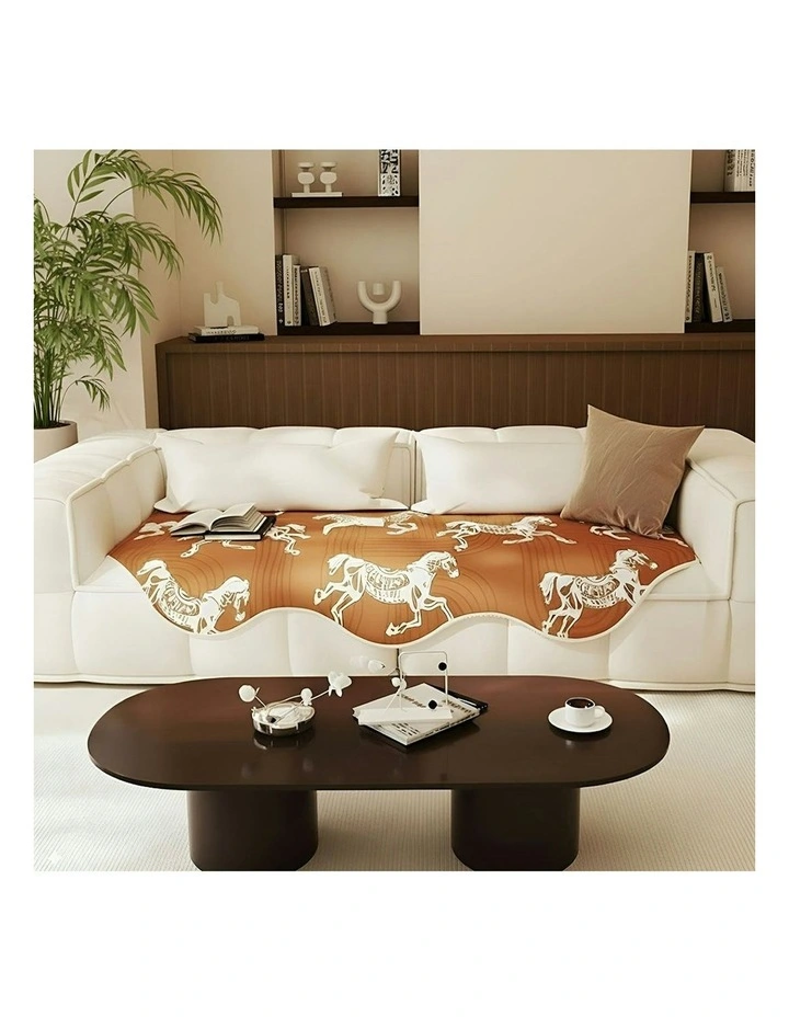 Three Seater Throw Blanket Sofa Cover 90x210cm in Orange image 2