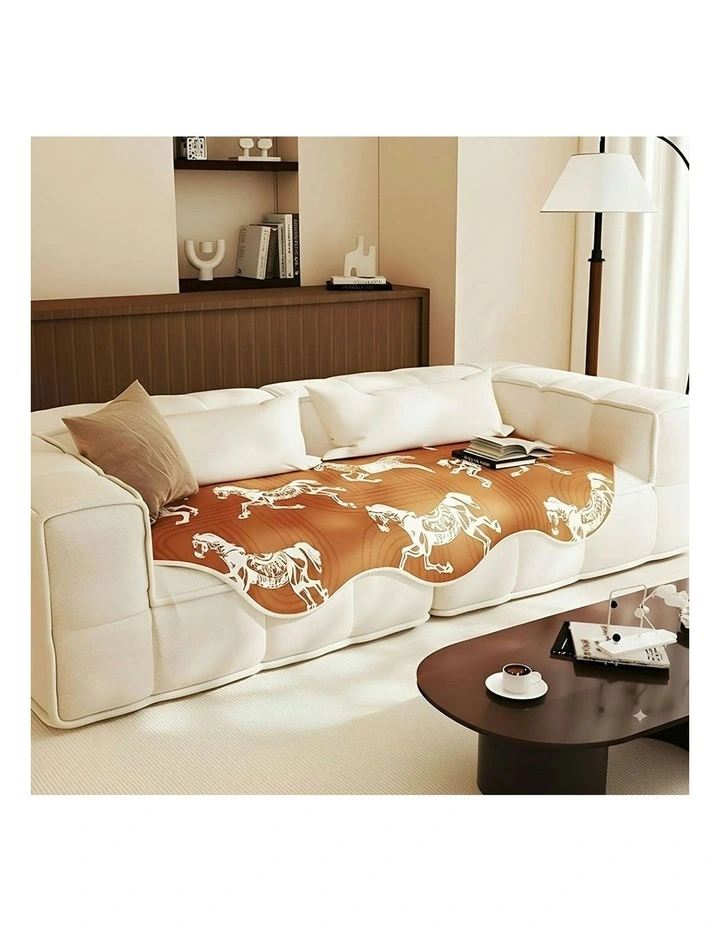 Three Seater Throw Blanket Sofa Cover 90x210cm in Orange image 3