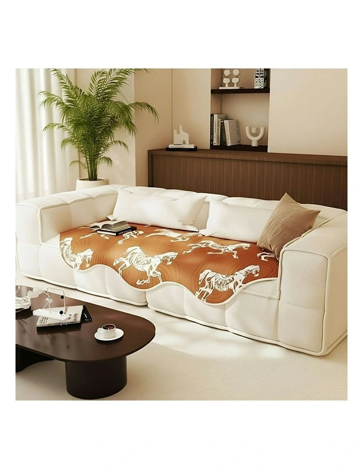 Three Seater Throw Blanket Sofa Cover 90x210cm in Orange image 4