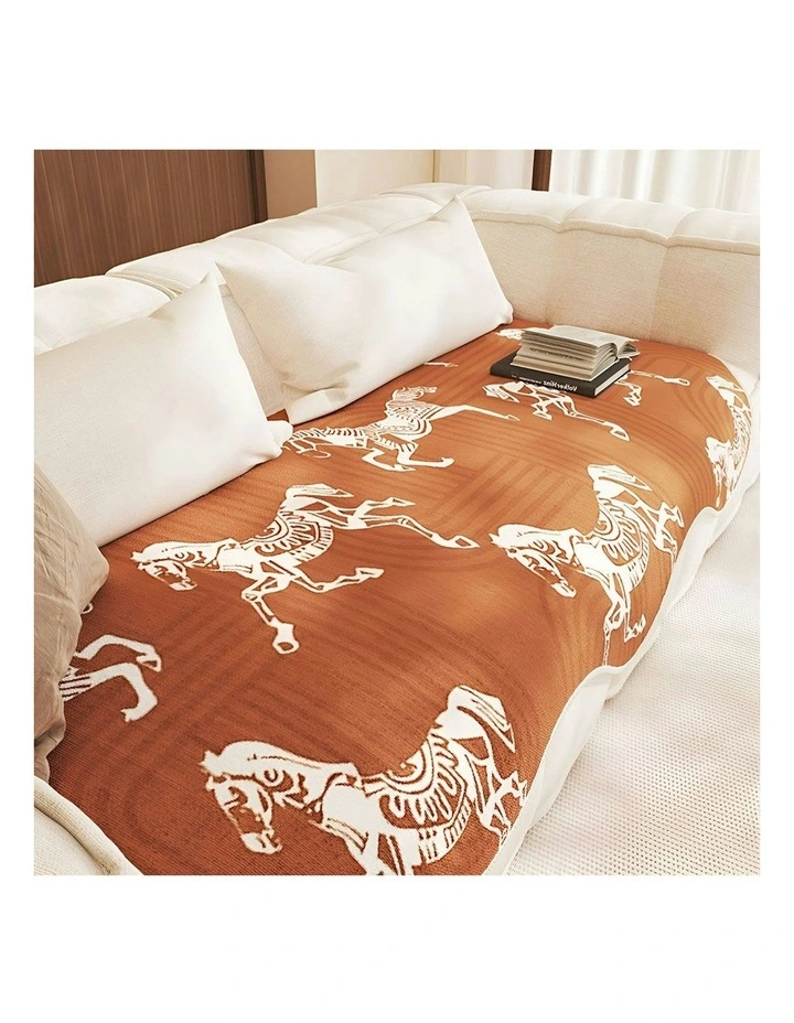 Three Seater Throw Blanket Sofa Cover 90x210cm in Orange image 6