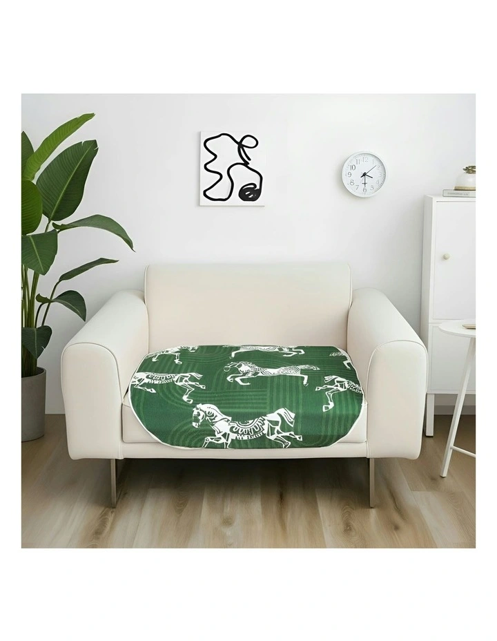 One Seater Throw Blanket Sofa Cover 90x90cm in Green image 2