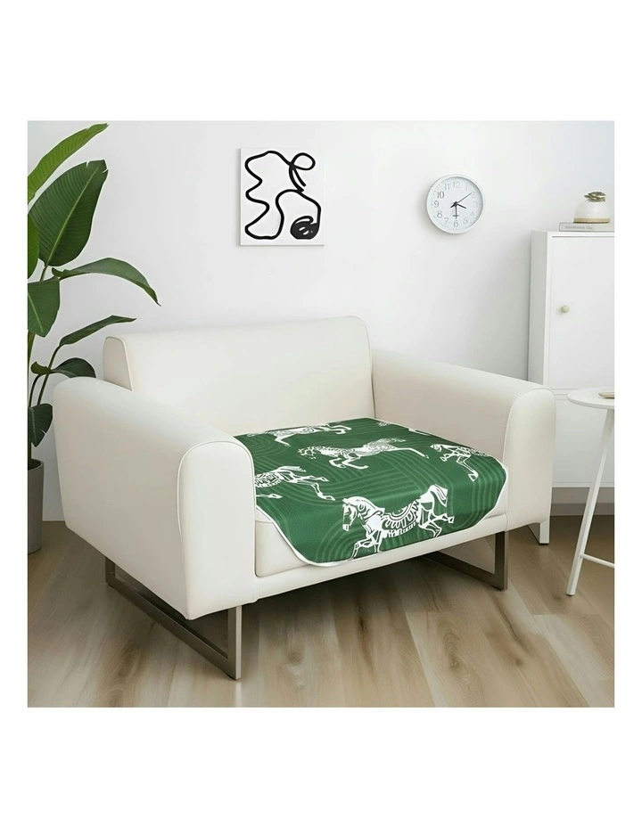 One Seater Throw Blanket Sofa Cover 90x90cm in Green image 3