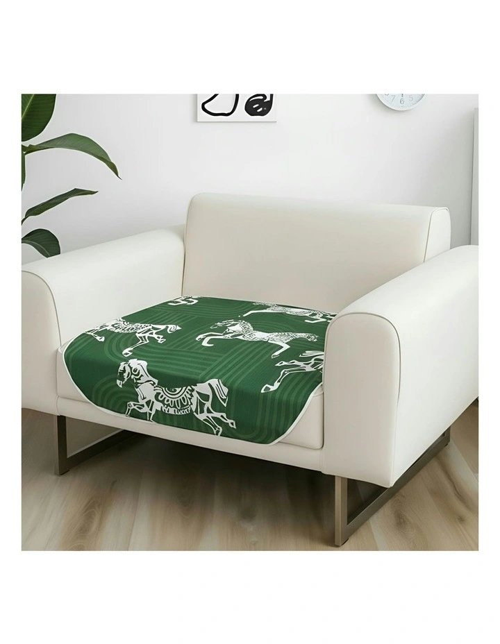 One Seater Throw Blanket Sofa Cover 90x90cm in Green image 4