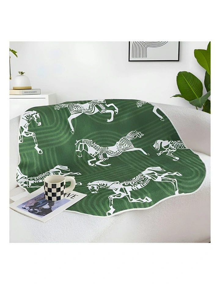 One Seater Throw Blanket Sofa Cover 90x90cm in Green image 5