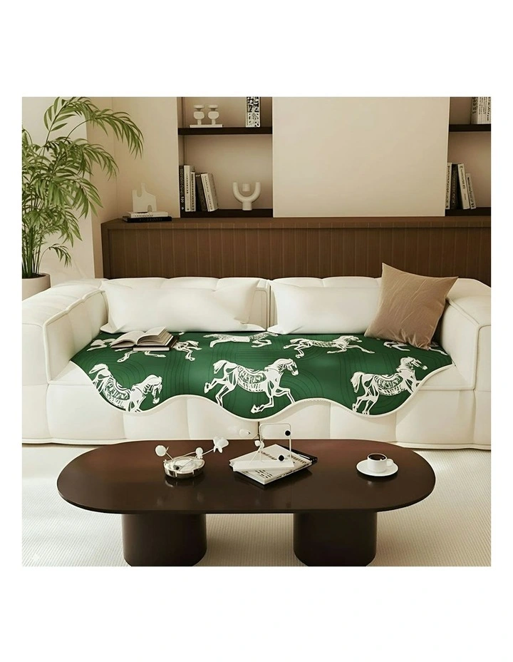 Three Seater Throw Blanket Sofa Cover 90x210cm in Green image 2