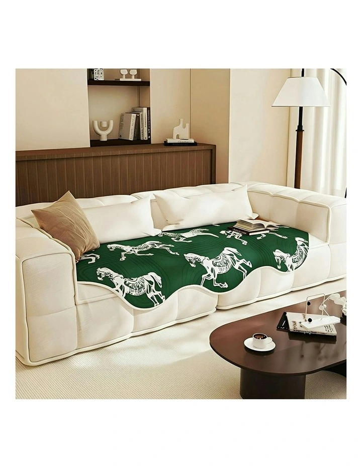 Three Seater Throw Blanket Sofa Cover 90x210cm in Green image 3