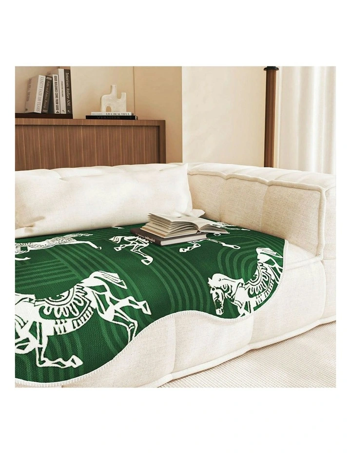Three Seater Throw Blanket Sofa Cover 90x210cm in Green image 7